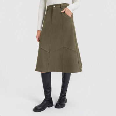 New - Women's Faux Suede Knit Midi A-Line Skirt - Universal Thread™ Olive Green XL