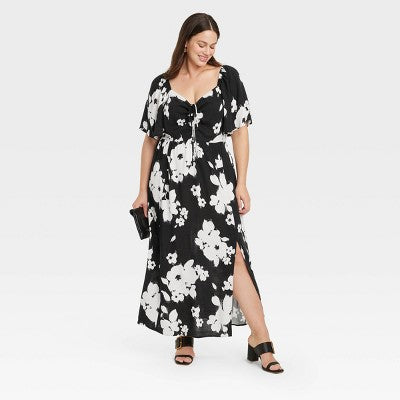 New - Women's Flutter Short Sleeve Maxi A-Line Dress - Ava & Viv Ava & VivBullseye Deals
