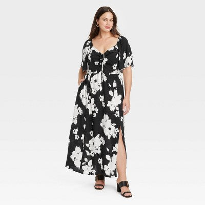 New - Women's Flutter Short Sleeve Maxi A-Line Dress - Ava & Viv Ava & VivBullseye Deals