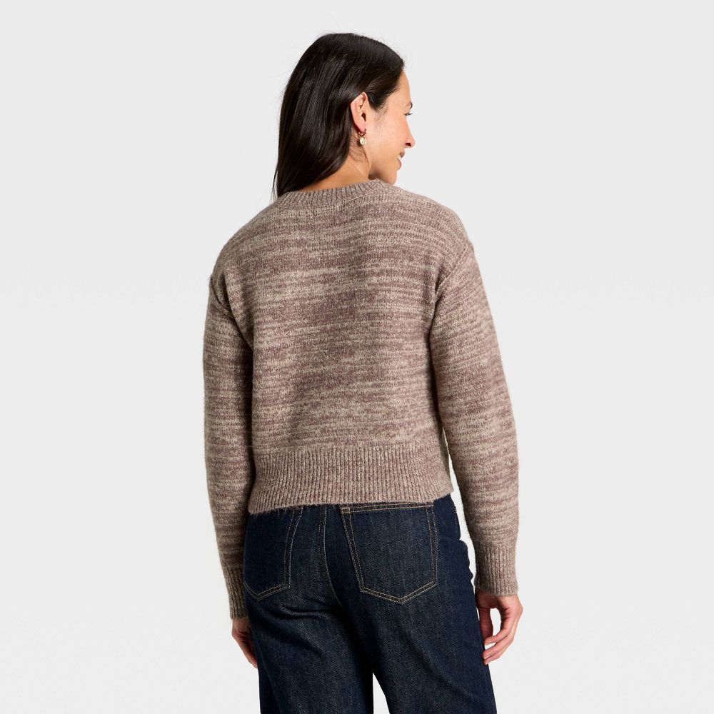 New - Women's Holiday Crewneck Pullover Sweater - Universal Thread™ Brown Bow S