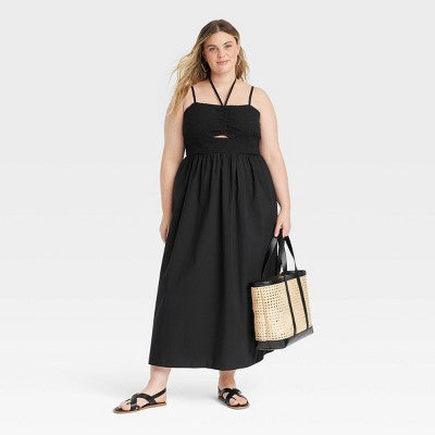 New - Universal Thread Women's Smocked Cut-Out Maxi Dress Casual Sundress Universal ThreadBullseye Deals