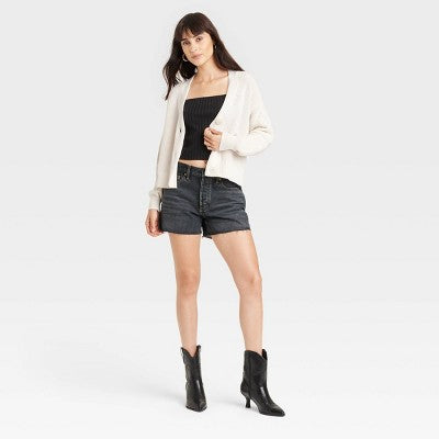 Open Box - Women's Button-Up Cardigan - Universal Thread Black/White Striped S Universal ThreadBullseye Deals