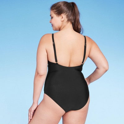New - Kona Sol Women's V Neck One Piece Swimsuit Shell Stitch Medium Coverage Kona SolBullseye Deals