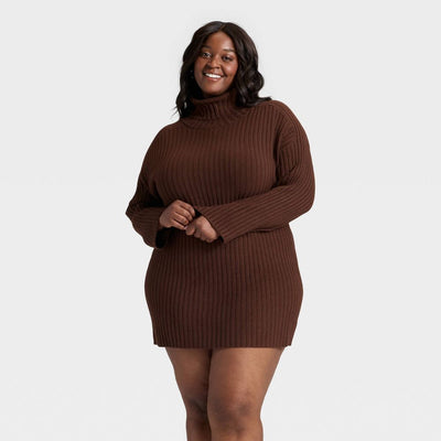New - Women's Mini Sweater Dress - A New Day™ Brown XXL