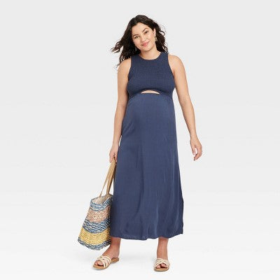 Smocked Cut Out Maxi Maternity Dress - Isabel Maternity by Ingrid & Isabel Isabel Maternity by Ingrid & IsabelBullseye Deals