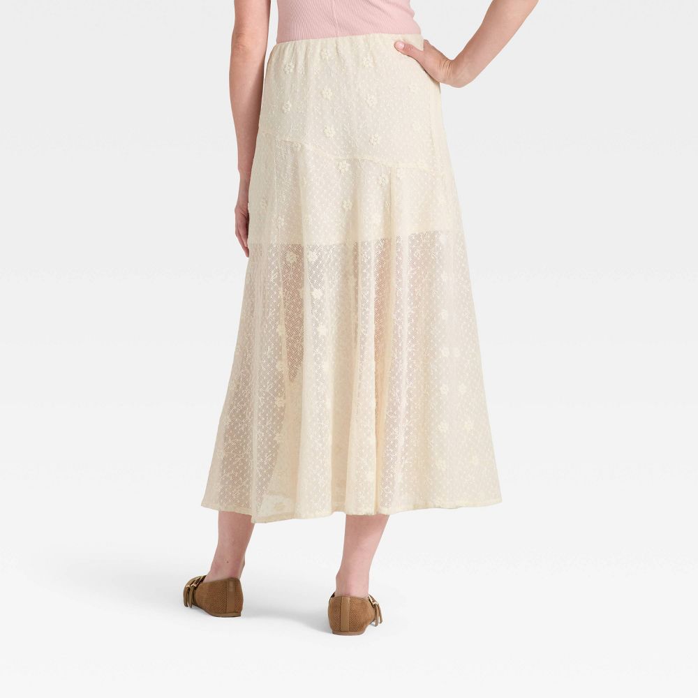 Open Box - Women's Lace Maxi A-Line Skirt - Universal Thread™ Cream S