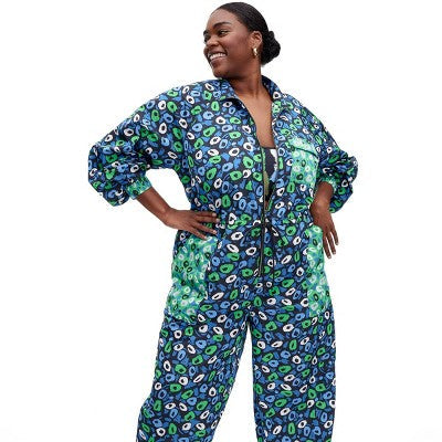 New - Diane von Furstenberg Nylon Long Sleeves Straight Leg Jumpsuits, Jazz Dots Green Diane von Furstenberg for TargetBullseye Deals