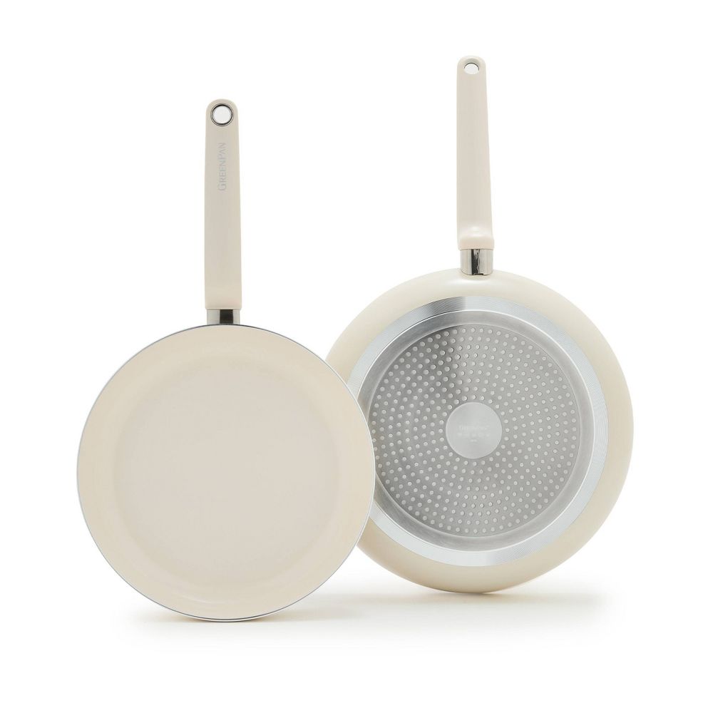 New - GreenPan Rio Advanced 2pc (10" and 12") Ceramic Nonstick Fry Pan Set Cream