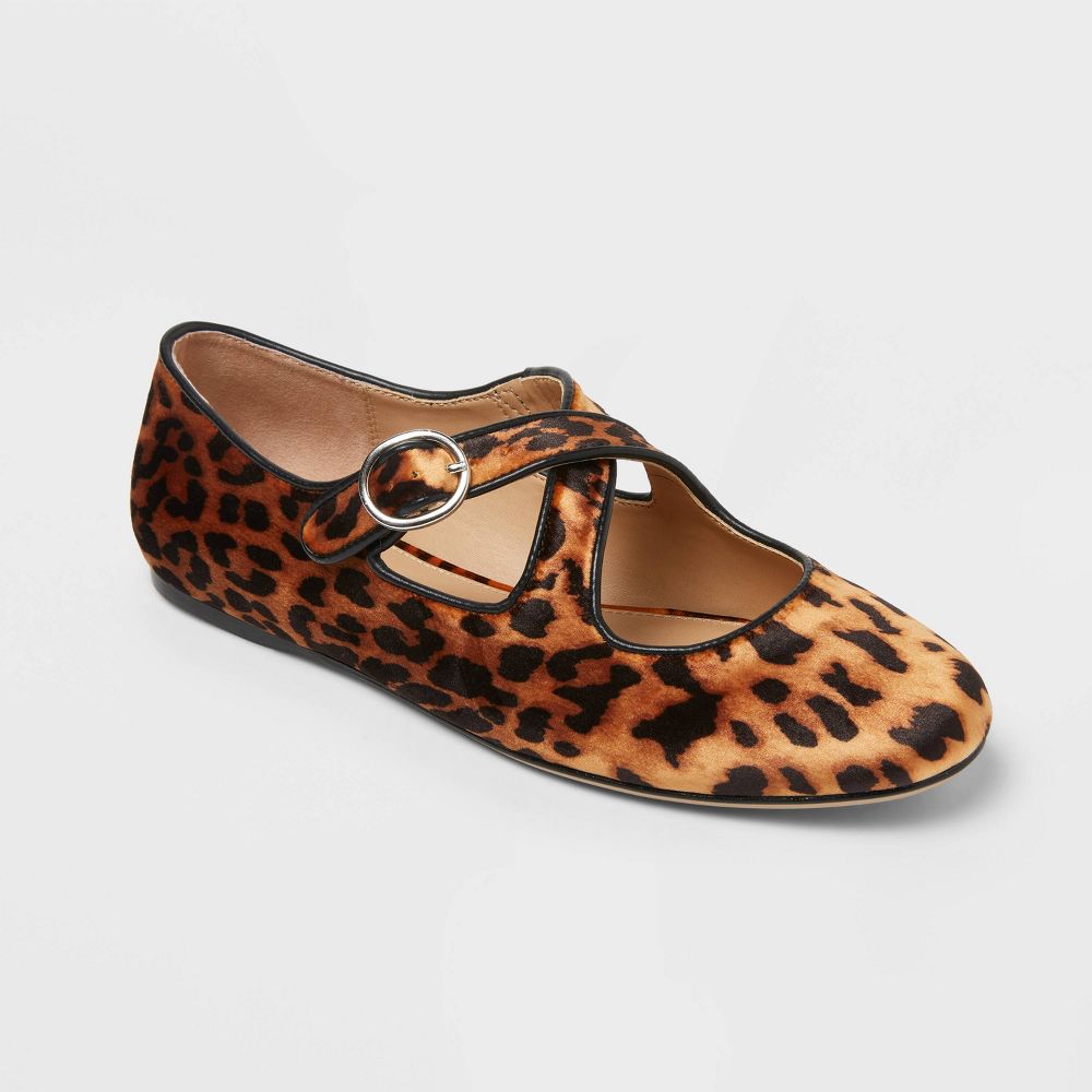 Open Box - Women’s Tasmin Leopard Print Flats – A New Day™ Light Brown 7