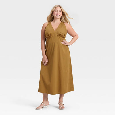 New - Women's Open Back Maxi Dress - A New Day™ Brown XXL