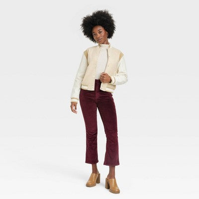 New - Universal Thread Women's High-Rise Bootcut Jeans Cropped Corduroy Pants Stretchy Universal ThreadBullseye Deals