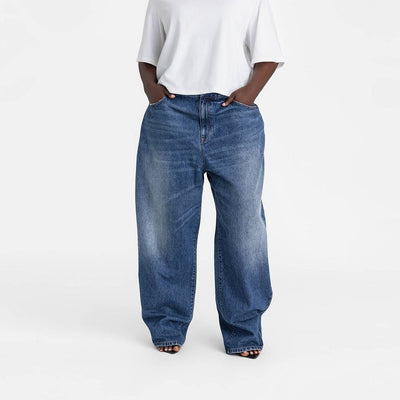 New - KBB by KAHLANA Women's Mid-Rise Wide Leg 'The Kahlana Jean' - Dark Wash 18