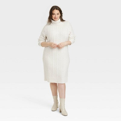 A New Day Women's Turtleneck Long Sleeve Winter Midi Sweater Dress A New DayBullseye Deals