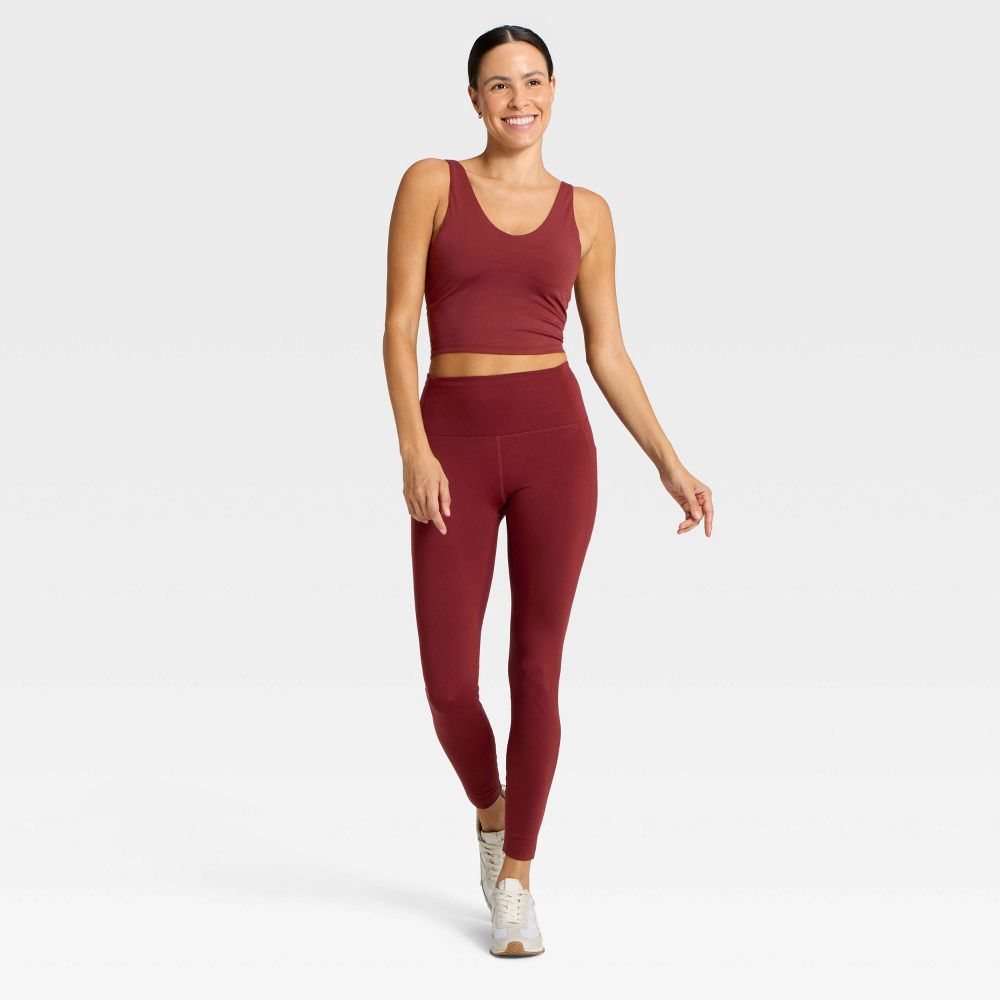 New - Women's High-Rise Fleece Lined Winter Leggings - All In Motion™ Maroon XS