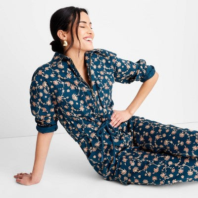 New - Future Collective Jenny K Lopez Women's Long Sleeve Boilersuit Jumpsuit, Floral Future Collective w/Jenny K LopezBullseye Deals