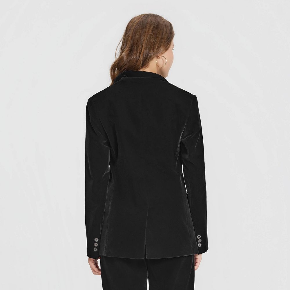 New - Women's Velvet Blazer - A New Day™ Black S