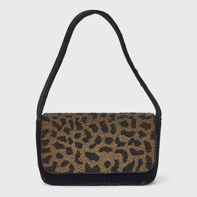 New - Embellished Leopard Print Flap Shoulder Bag - A New Day™ Black/Brown