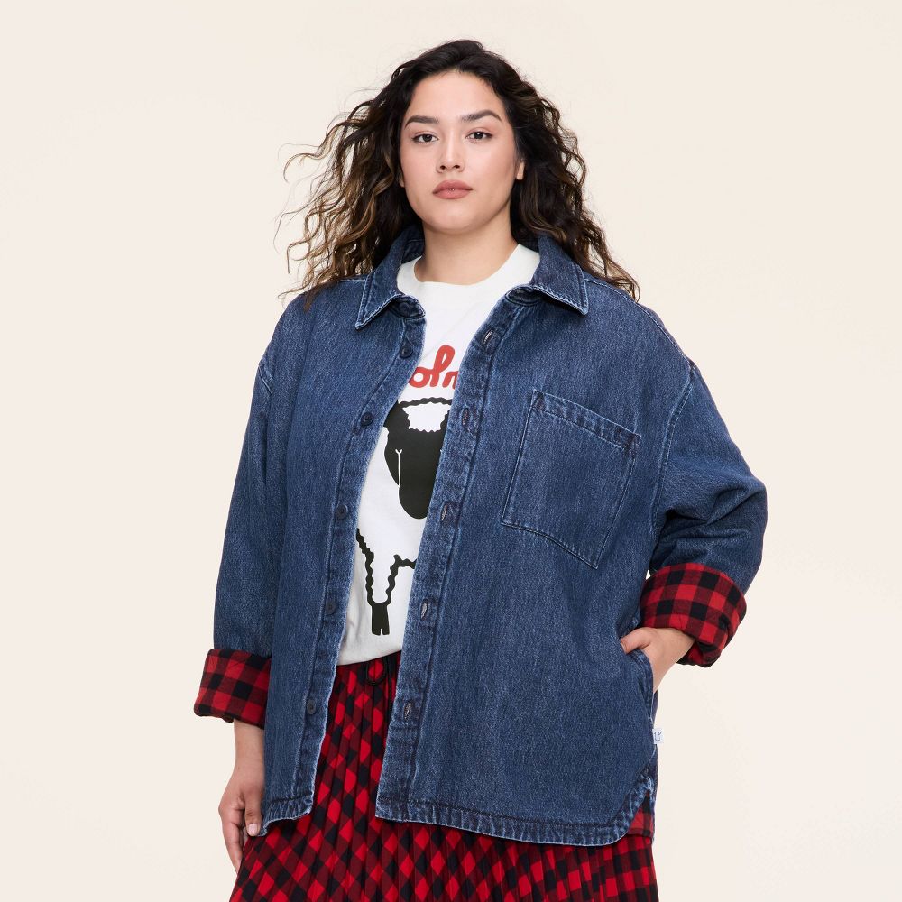 New - Adult Tall Denim Shacket - Woolrich x Target Dark Wash Denim XLT