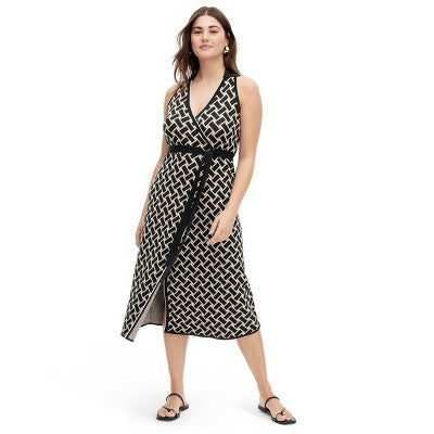 New - Diane von Furstenberg Women's Collared Sleeveless Midi Wrap Dress Diane von Furstenberg for TargetBullseye Deals