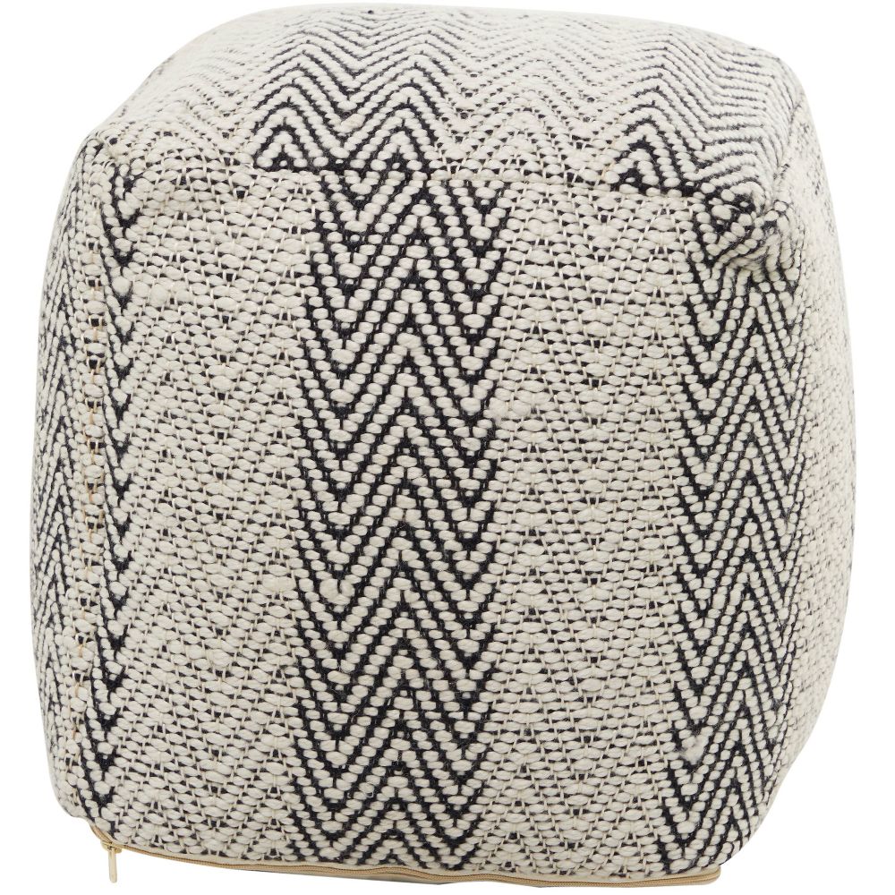 Open Box - Bohemian Indoor/Outdoor Fabric Pouf Zig Zag - Olivia & May: No Assembly, Comfort Seating