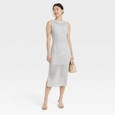 New - Women's Openwork Midi Sweater Dress - A New Day A New DayBullseye Deals