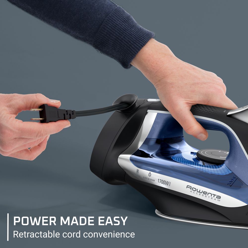New - Rowenta Steam Iron Access Steam Vertical Steaming Blue/Black