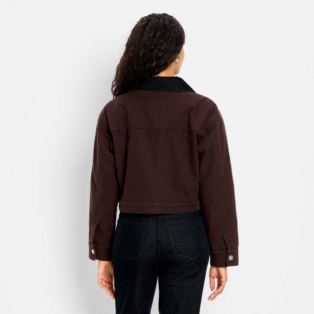 New - Women's Quilted Barn Jacket - Future Collective Brown M