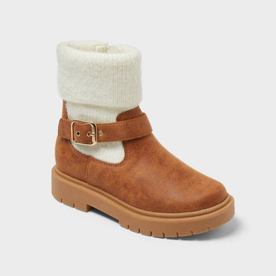 Open Box - Girls' Lug Sole Boots - Cat & Jack™ Cognac 5