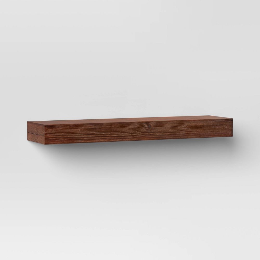 Open Box - 24" Floating Dark Wood Shelf Walnut Brown - Threshold™: Wall-Mounted, Open Shelving