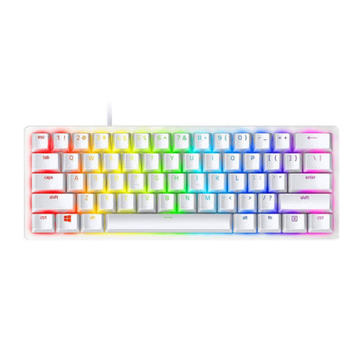 New - Razer Huntsman Mini Mercury 60% with Clicky-Purple Switch: Gaming Keyboard, USB-C Connection