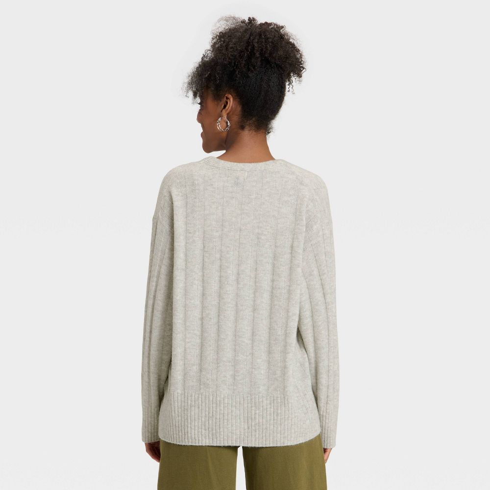 New - Women's Knit Ribbed Cardigan - Universal Thread™ Heather Gray L