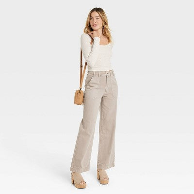 Universal Thread Women's High Waisted Wide Leg Cropped High-Rise Jeans Universal ThreadBullseye Deals