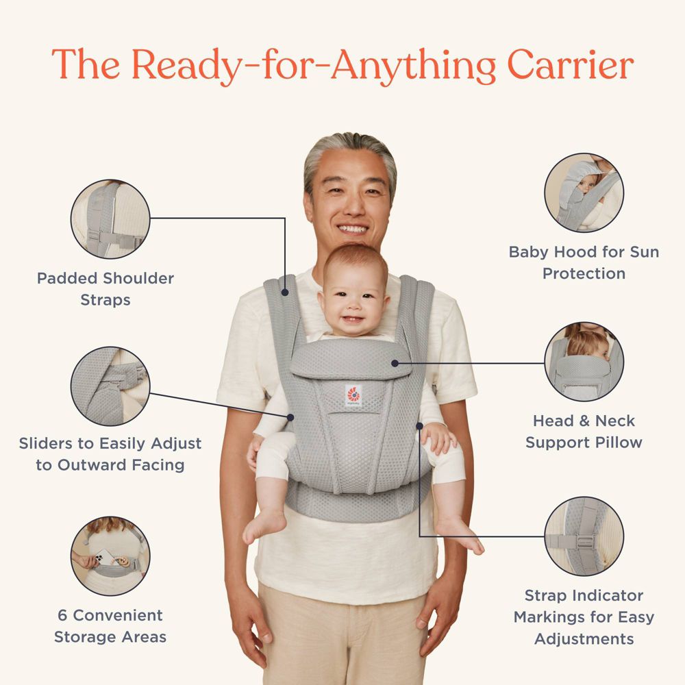 New - Ergobaby Omni Deluxe Mesh All-in-One Baby Carrier - Graphite Gray
