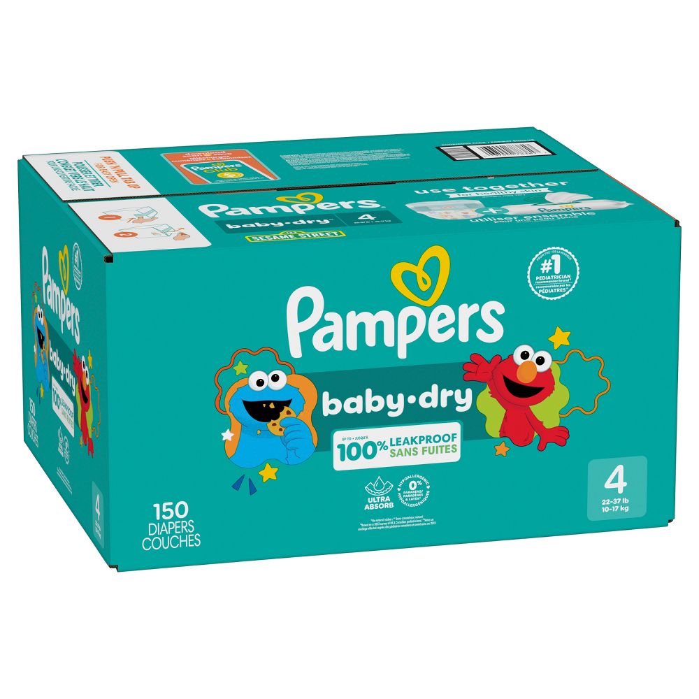 New - Pampers Baby Dry Diapers Pack - Size 4 - 150ct