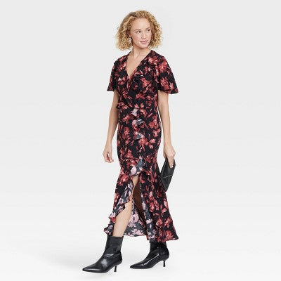 New - Women's Ruffle Flounce Short Sleeve Maxi Dress - A New Day A New DayBullseye Deals