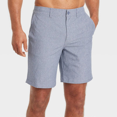 New - Men's 9" Hybrid Swim Shorts - Goodfellow & Co™ Navy Blue 28: Recycled Polyester, UPF 50+, Stripe Pattern, 4-Way Stretch