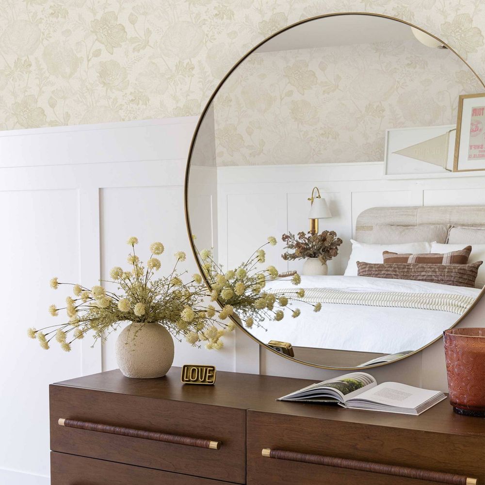 New - Tempaper & Co. 28 sq ft Poppies Textured Peel and Stick Beige Wallpaper by Pure Salt