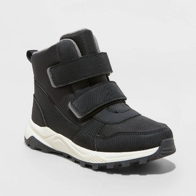 New - All In Motion Kids Faux Leather Hook-And-Loop Ankle Winter Boots Waterproof All in MotionBullseye Deals