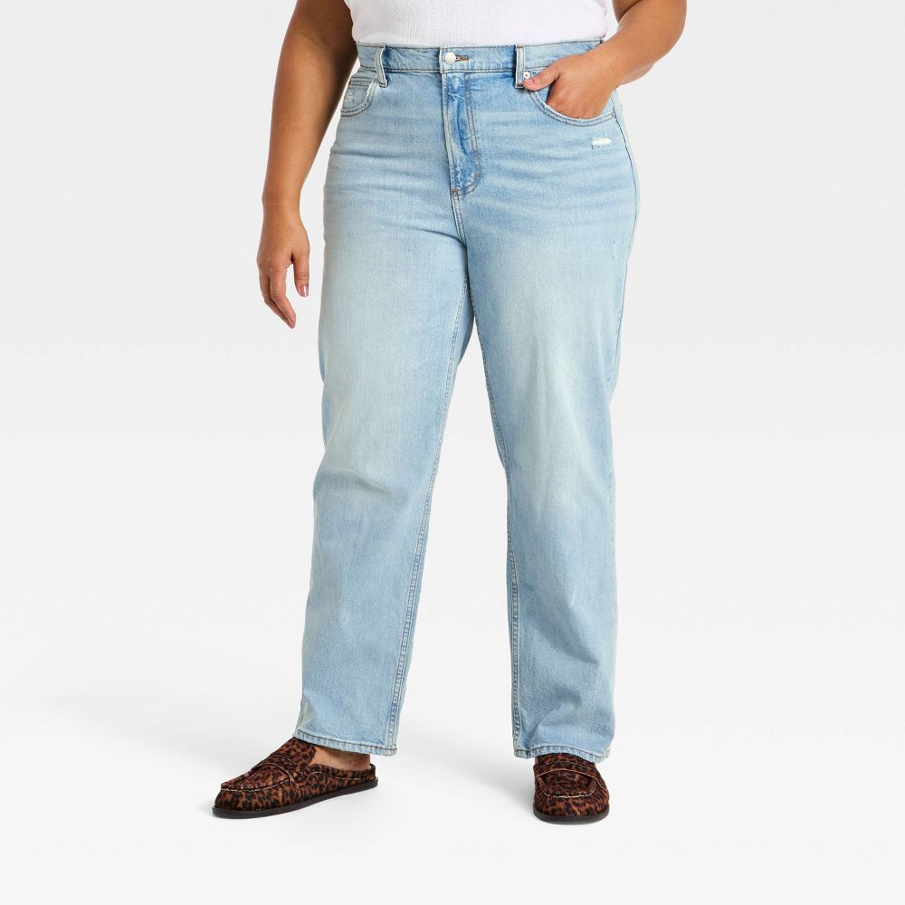 New - Women's Highest-Rise Vintage Straight Jeans - Universal Thread™ Light Wash 4