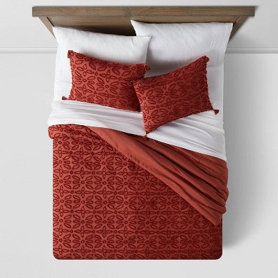 New - Threshold 7-Piece Comforter & Sheet Set Floral Clipped Jacquard ThresholdBullseye Deals