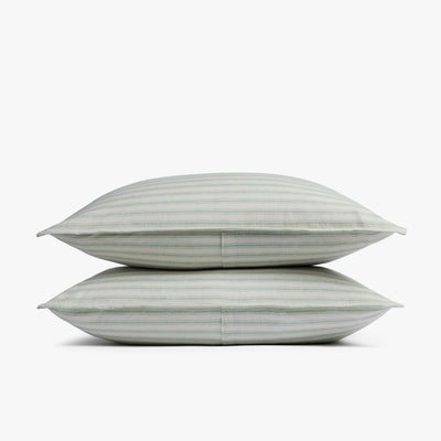 New - Standard Relaxed Linen Stripe Sham Set Jade & Parchment - Parachute for Target