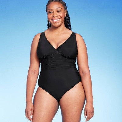 New - Aqua Green Women's Deep V-Neck One Piece Swimsuit UPF 50 Tummy Control Aqua GreenBullseye Deals