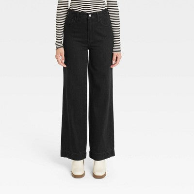 Universal Thread Women's High Waisted Wide Leg Cropped High-Rise Jeans, Black Universal ThreadBullseye Deals