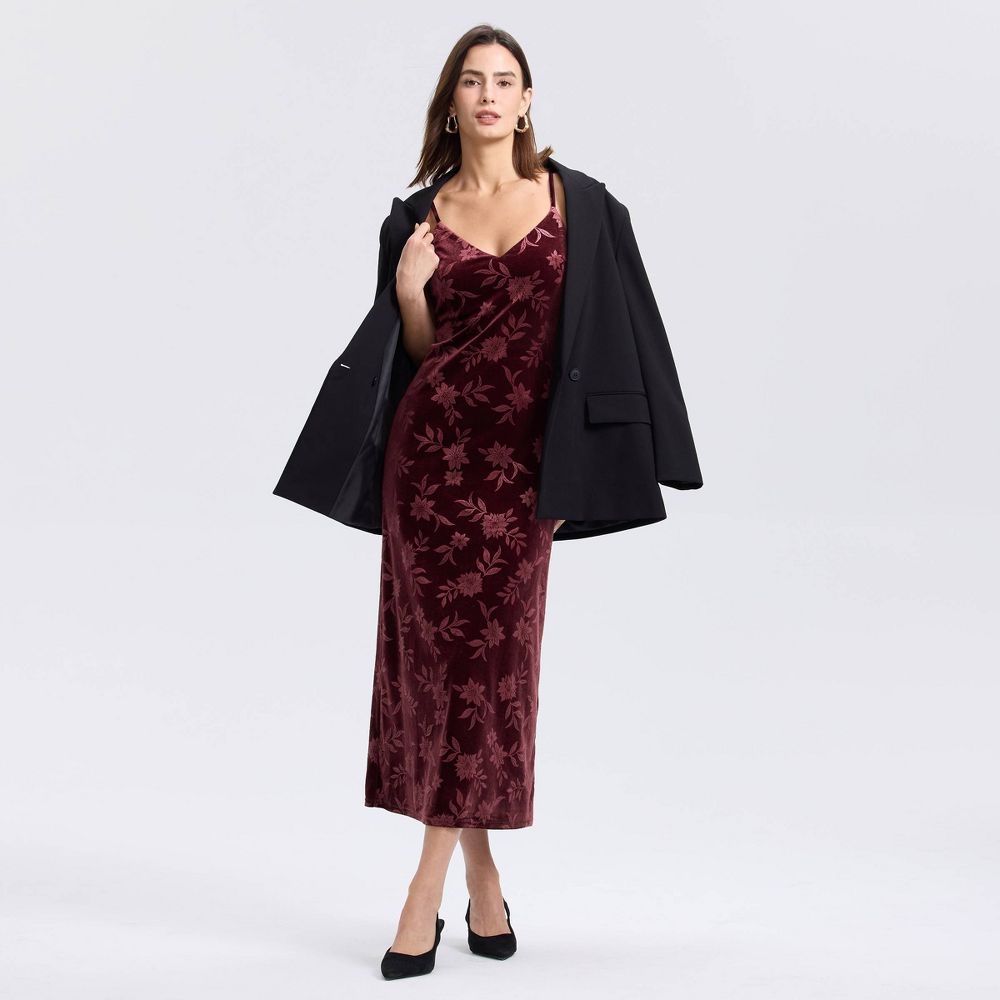 New - Women's Velvet Midi Slip Dress - A New Day™ Port Royale XL