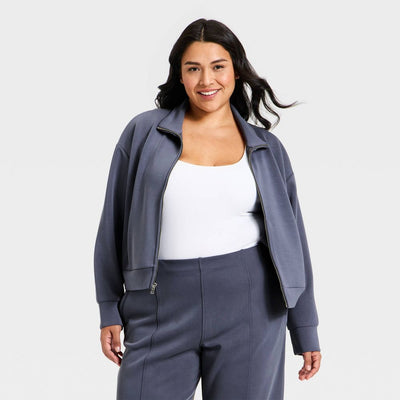 New - Women's Sandwash Zip-Up - A New Day™ Blue 3X