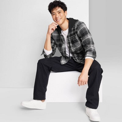 New - Original Use Men's Checked Plaid Hooded Button-Down Shirt Casual Flannel Jacket Original UseBullseye Deals