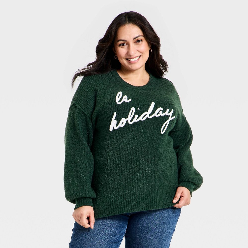 New - Women's Holiday Sweater - Ava & Viv™ Green 2X