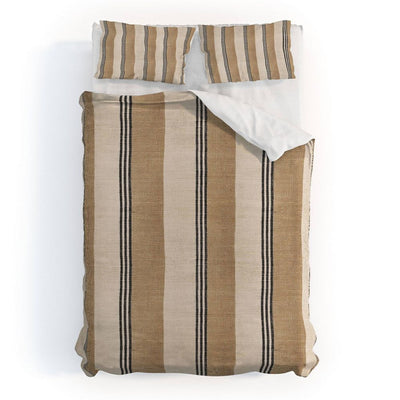 Open Box - Deny Designs Twin/Twin XL Holli Zollinger Stella West Sand Stripe Duvet Cover Bedding Set Beige
