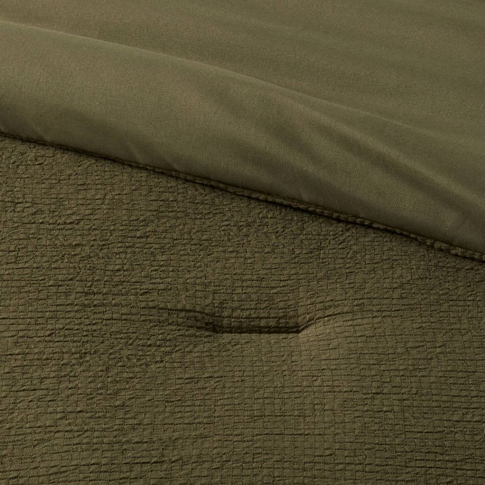 New - 12pc King Micro Texture Comforter & Sheet Bedding Set Dark Green - Threshold™: Polyester, Woven, OEKO-TEX Certified