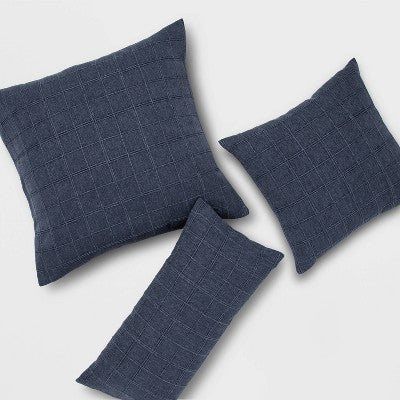 New - Oversized Woven Washed Windowpane Square Throw Pillow ThresholdBullseye Deals